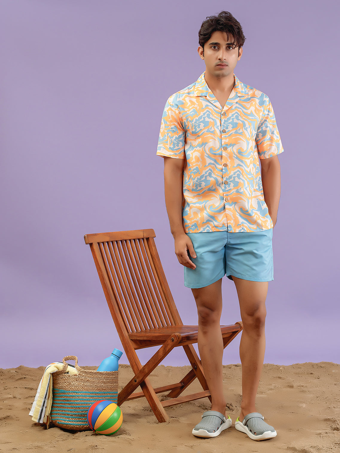 Yellow Marble Swirl Printed Linen Shirt – SHORTSCAPE